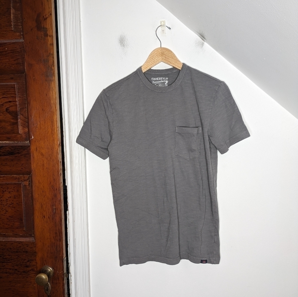 FAHERTY Light Gray Cotton Short Sleeve Slub Knit Tee NEW Size XS